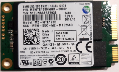 SSD front showing label and mSATA contacts