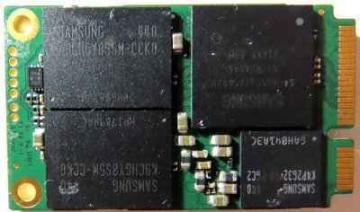 SSD with label removed to show chips