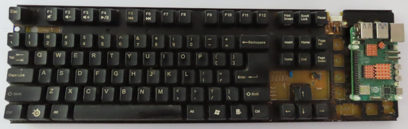 100% width keyboard with numeric pad replaced by Raspberry Pi 5